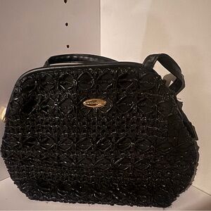 Vintage 90s Liz Claiborne Black Woven Shoulder Bag - GUC